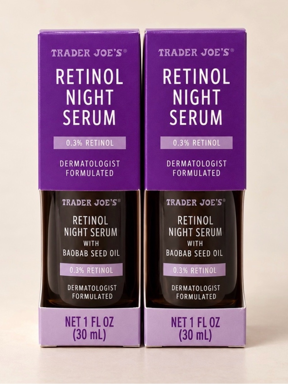 NEW • Trader Joe’s Retinol Night Serum Duo • 0.3% Retinol + Baobab Oil